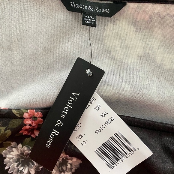 Violets & Roses Long Sleeve Black Floral Blouse Top NWT Size XXL - Picture 4 of 6